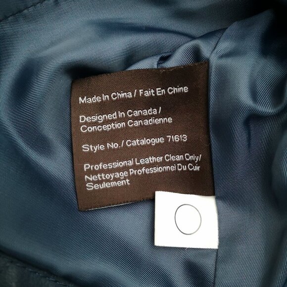 Danier Leather Ladies Size Large Lined Windsor Blue Full Zip Leather Jacket - Picture 7 of 13